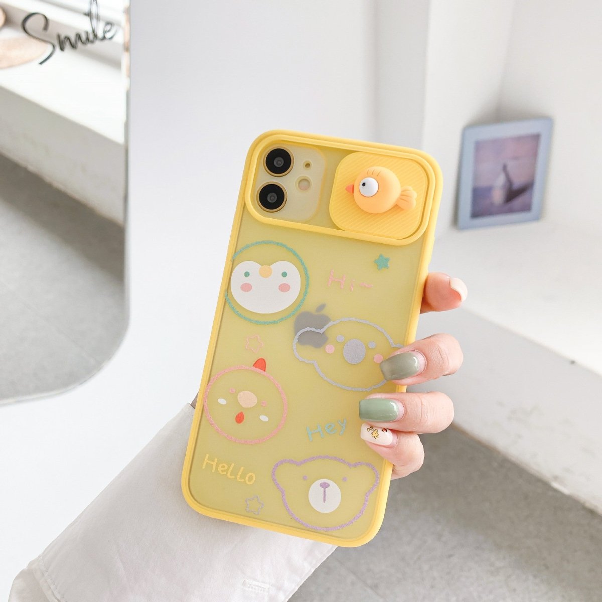 Exclusive Creative New Cartoon Window Mobile Phone Case — Yellow — Size iPhone7/8 — Front View