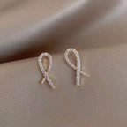 Exclusive Silver Cross Stud Earrings Women — White Gold Color — Size 925 Silver — Back View