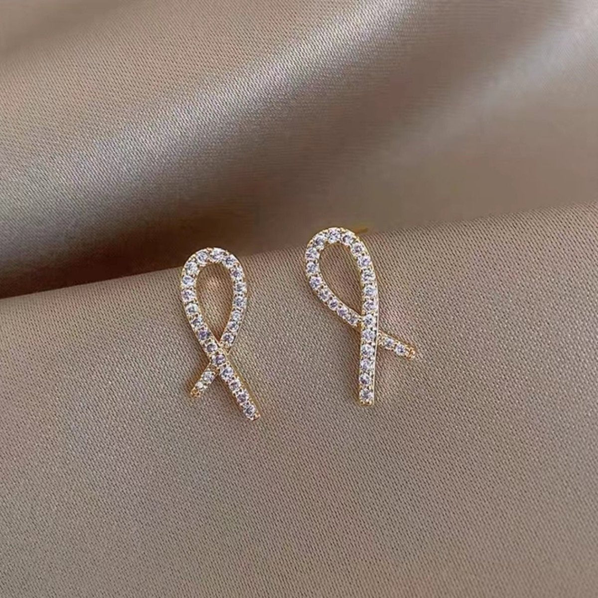 Exclusive Silver Cross Stud Earrings Women — White Gold Color — Size 925 Silver — Back View