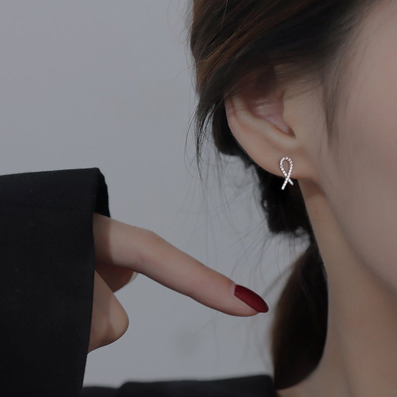 Exclusive Silver Cross Stud Earrings Women — White Gold Color — Size 925 Silver — Alternate View 7