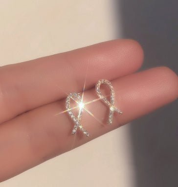 Exclusive Silver Cross Stud Earrings Women — White Gold Color — Size 925 Silver — Detail View