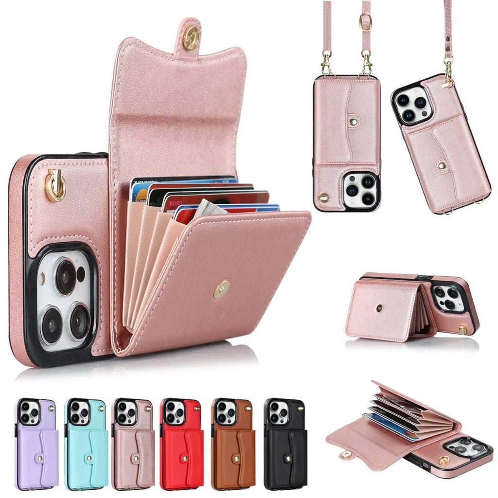 Exclusive Crossbody Card Holder Phone Case Multi-function Card Holder — Black — Size 11 — Side View