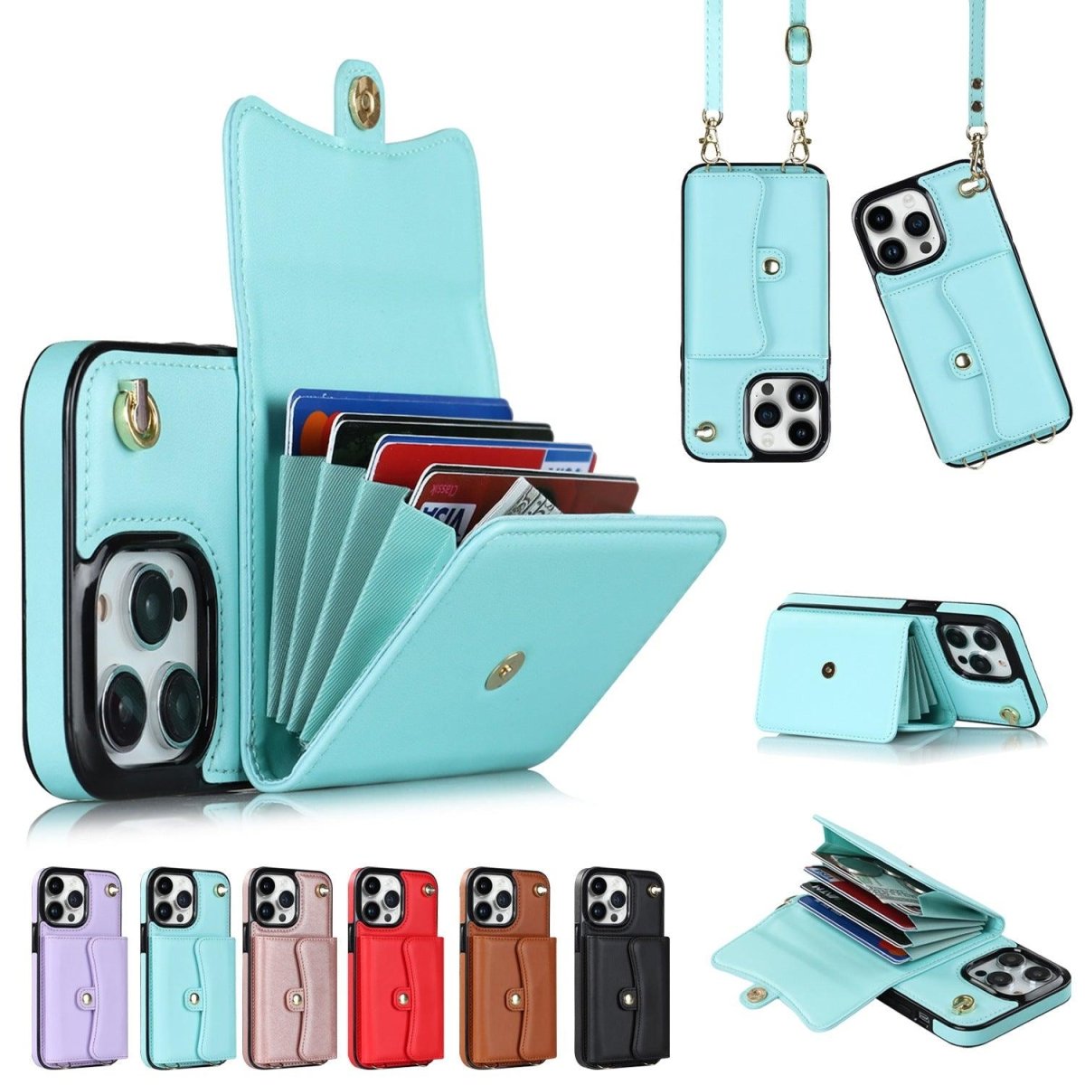 Exclusive Crossbody Card Holder Phone Case Multi-function Card Holder — Black — Size 11 — Detail View