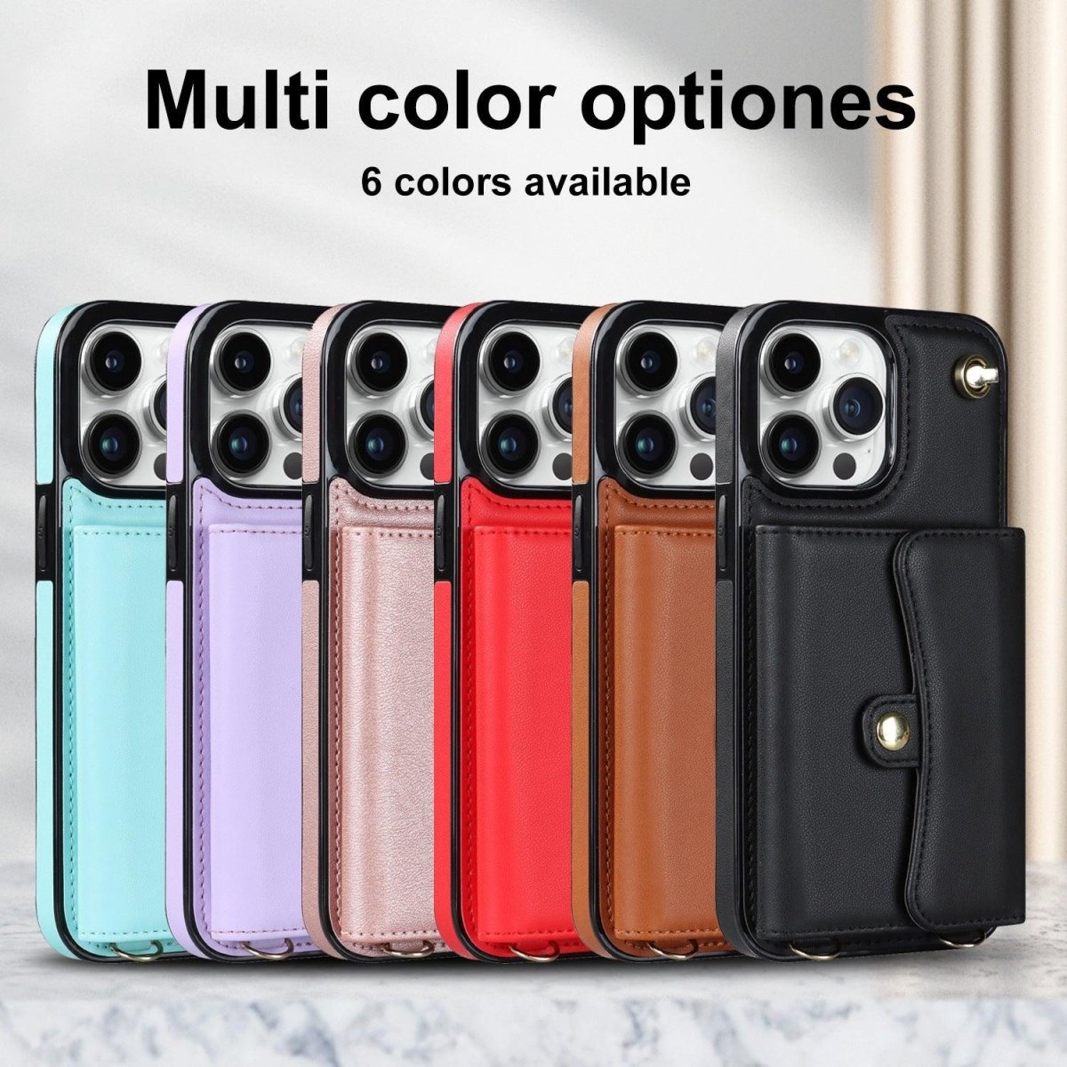 Exclusive Crossbody Card Holder Phone Case Multi-function Card Holder — Black — Size 11 — Front View
