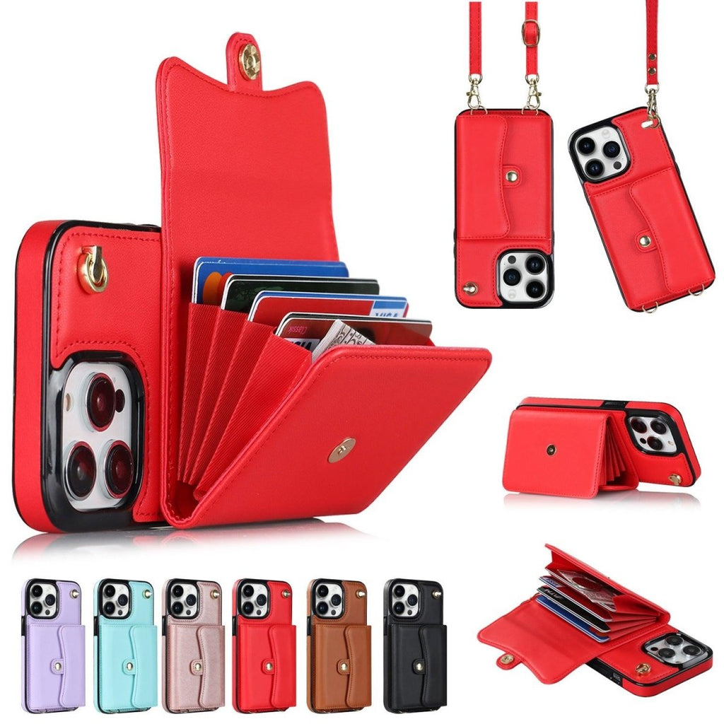 Exclusive Crossbody Card Holder Phone Case Multi-function Card Holder — Black — Size 11 — Top View