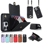 Exclusive Crossbody Card Holder Phone Case Multi-function Card Holder — Black — Size 11 — Back View