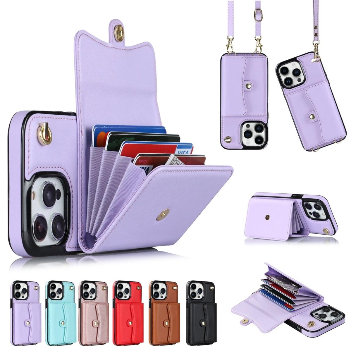 Exclusive Crossbody Card Holder Phone Case Multi-function Card Holder — Black — Size 11 — Alternate View 7
