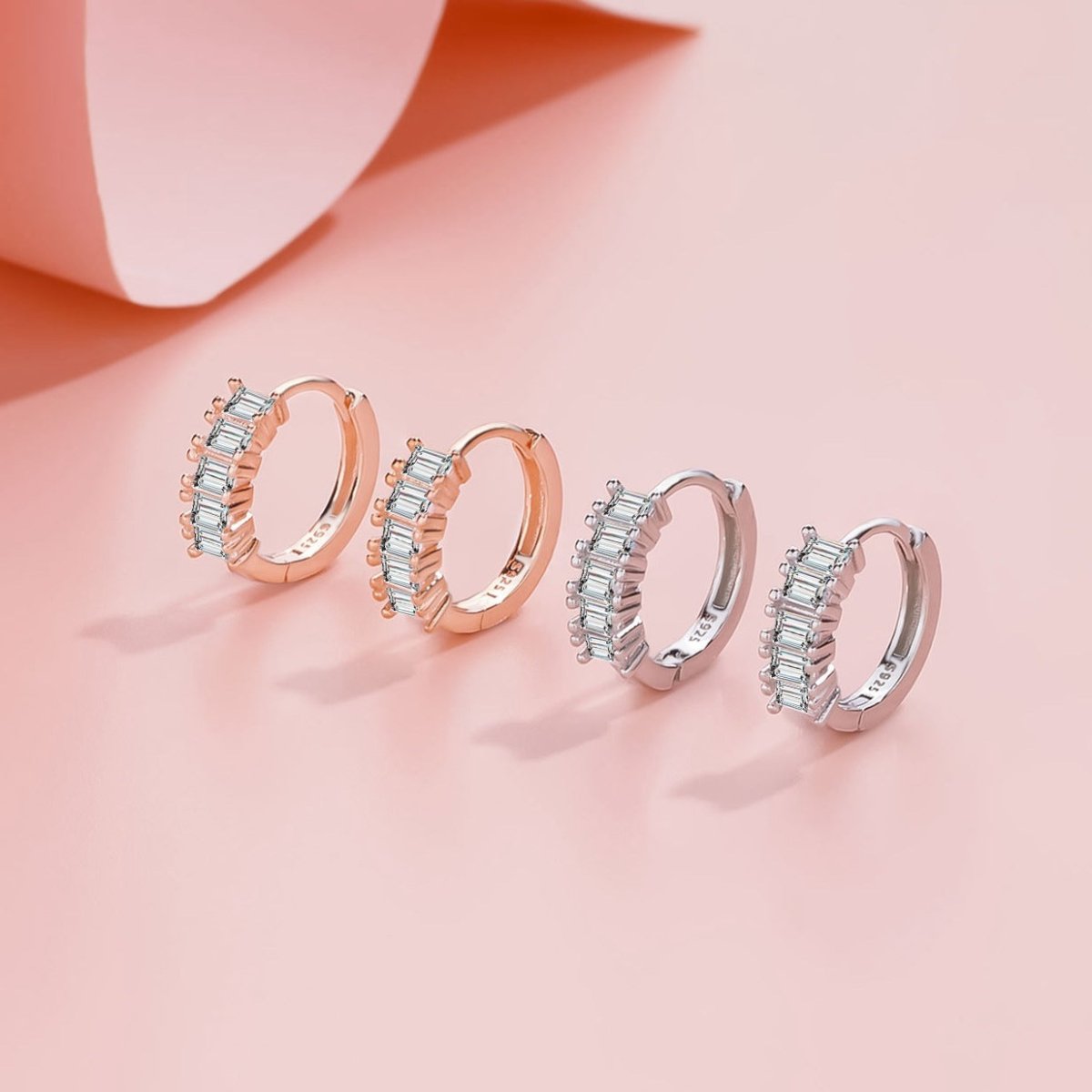 Exclusive Cube Sugar Earrings Niche Exquisite — White Gold Color — Size 925 Silver — Side View