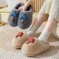 Exclusive Cute Mushroom Cotton Slippers For Women — Camel — Size 36or37 — Front View