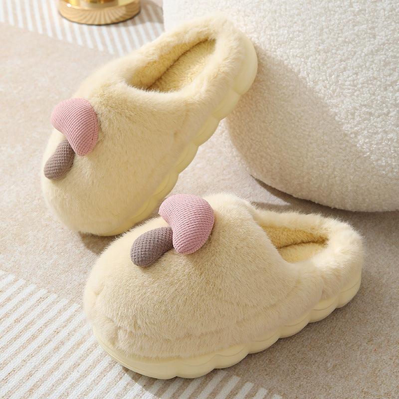 Exclusive Cute Mushroom Cotton Slippers For Women — Camel — Size 36or37 — Alternate View 7