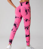 Exclusive High Waist Butt Lift Seamless Leggings ? Tie Dye Yoga Pants for Women ? Coffee ? Size S ? Lifestyle View