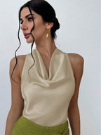 Exclusive Women's Halter Neck Backless Sleeveless Vest Top ? Solid Colour Swing Collar Shirt ? Black ? Size S ? Alternate View 11