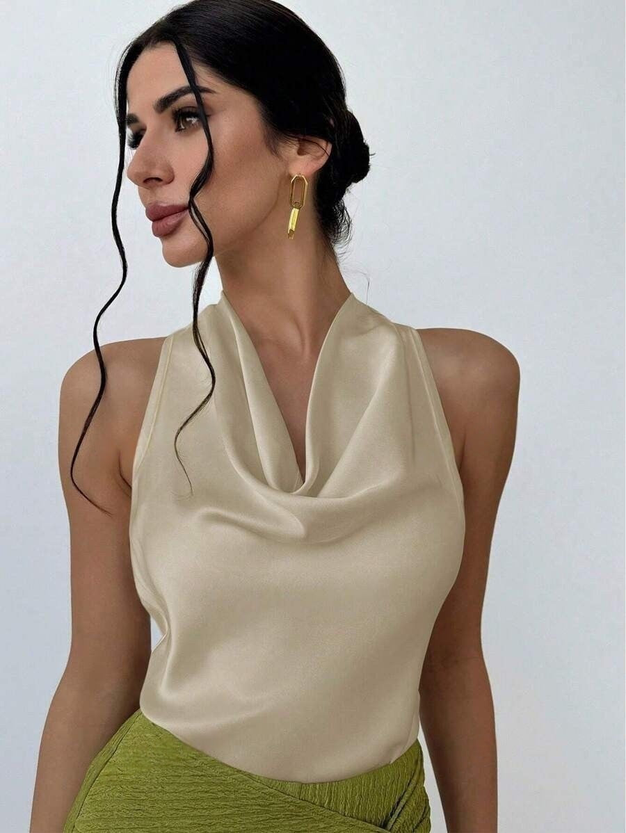 Exclusive Women's Halter Neck Backless Sleeveless Vest Top ? Solid Colour Swing Collar Shirt ? Black ? Size S ? Alternate View 11