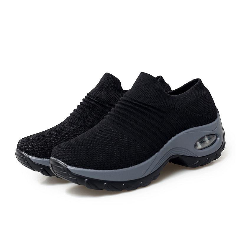 Exclusive Dancing Soft Bottom Flying Woven Rocking Shoes — 35 — Size All black — Back View