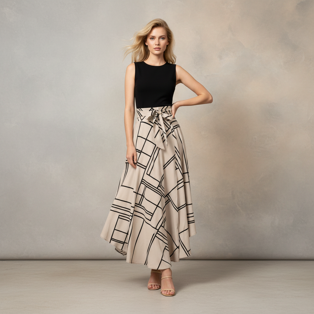 Exclusive Women's High Waist Slit Midi Skirt ? Solid Colour Casual Daily Skirt with Lace & Zip Detail ? Black ? Size S ? Side View