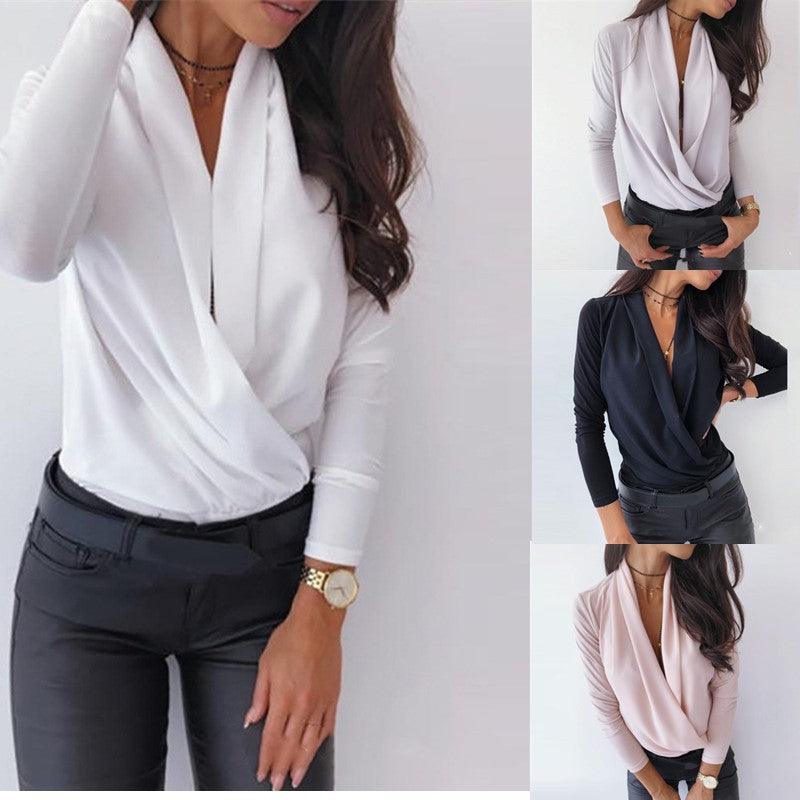Exclusive Deep V-Neck Shirt | Bold & Sophisticated Style — Black — Size 3XL — Front View