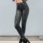 Exclusive Denim printed leggings — Black — Size L — Detail View