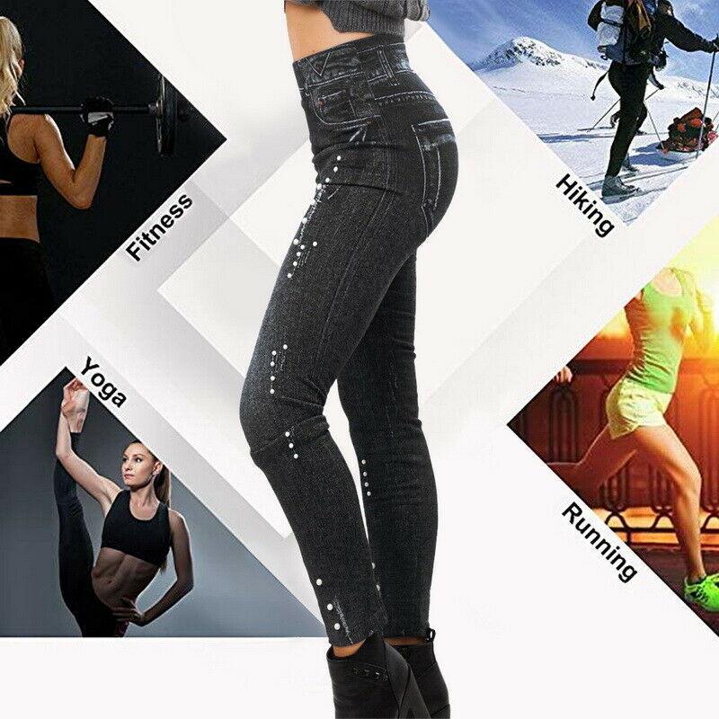 Exclusive Denim printed leggings — Black — Size L — Lifestyle View