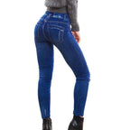 Exclusive Denim printed leggings — Black — Size L — Top View