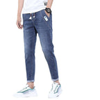 Exclusive Denim Stretch Casual Men's Trousers Thin — 760 Dark Blue Stretch — Size 2XL — Side View