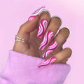 Exclusive Detachable Artistic Wearable Finished Fake Nails — Rose Red — Front View