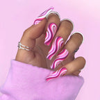Exclusive Detachable Artistic Wearable Finished Fake Nails — Rose Red — Front View