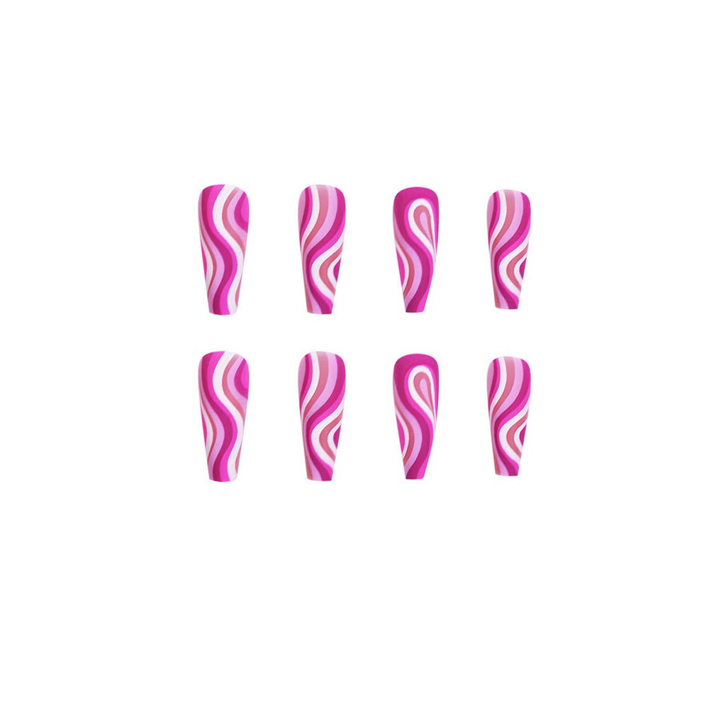 Exclusive Detachable Artistic Wearable Finished Fake Nails — Rose Red — Back View