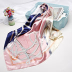 Exclusive High-end Versatile Retro Printed Artificial Silk Scarf — D9028 Red — Size 90X90CM — Alternate View 29