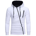 Exclusive Diagonal Zipper Design Sweater — Black — Size 4XL — Front View