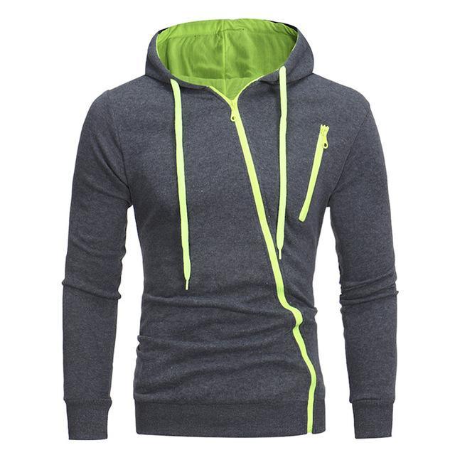 Exclusive Diagonal Zipper Design Sweater — Black — Size 4XL — Back View