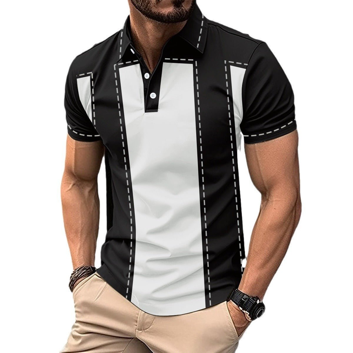 Exclusive Digital Printing Men's Short Sleeve Casual — Picture 1 — Size S — Top View