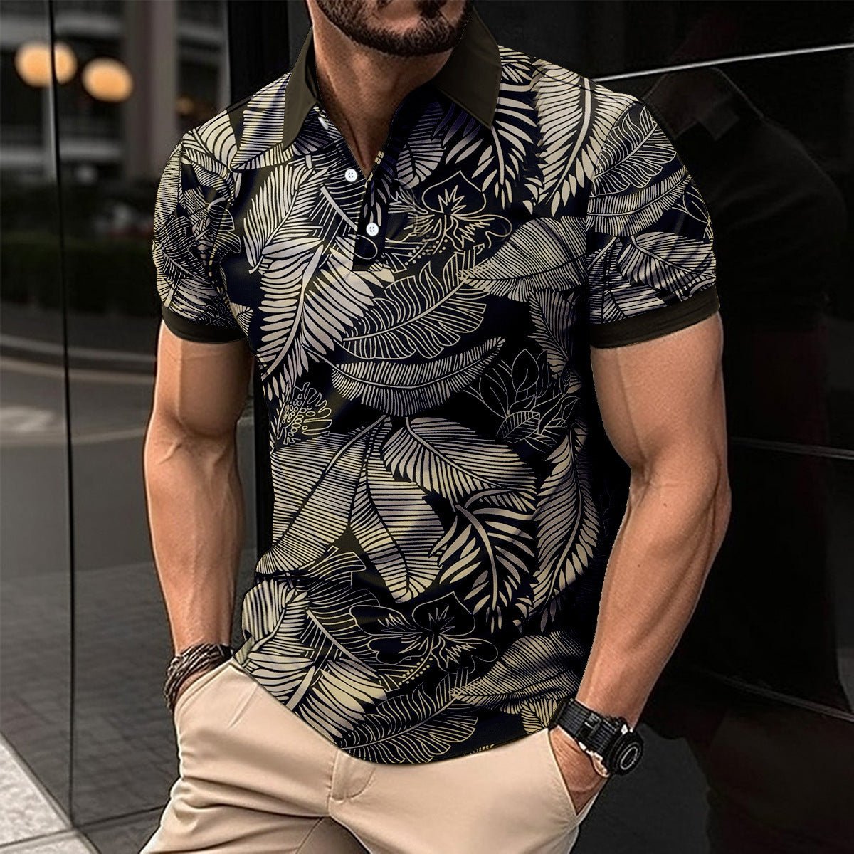 Exclusive Digital Printing Men's Short Sleeve Casual — Picture 1 — Size S — Front View
