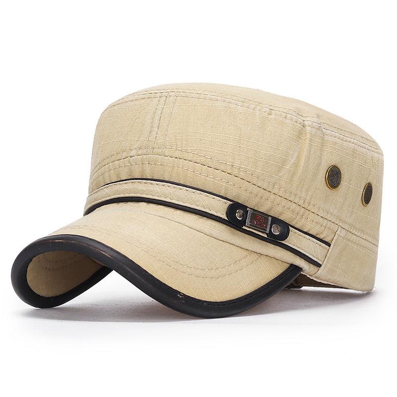 Exclusive Distressed Leather-Trim Vintage Cotton Hat — Army Green — Size One size — Alternate View 7