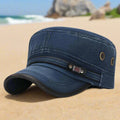 Exclusive Distressed Leather-Trim Vintage Cotton Hat — Army Green — Size One size — Front View