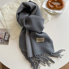 Exclusive Double-sided Artificial Cashmere Scarf — Khaki Beige — Size 68X200cm — Alternate View 25