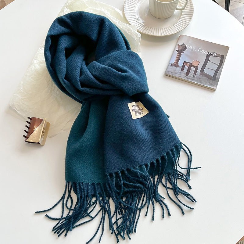 Exclusive Double-sided Artificial Cashmere Scarf — Khaki Beige — Size 68X200cm — Alternate View 13