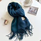 Exclusive Double-sided Artificial Cashmere Scarf — Khaki Beige — Size 68X200cm — Alternate View 13