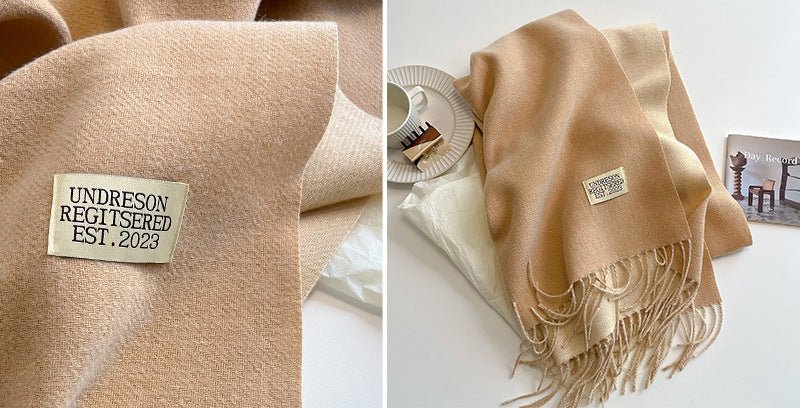 Exclusive Double-sided Artificial Cashmere Scarf — Khaki Beige — Size 68X200cm — Alternate View 39