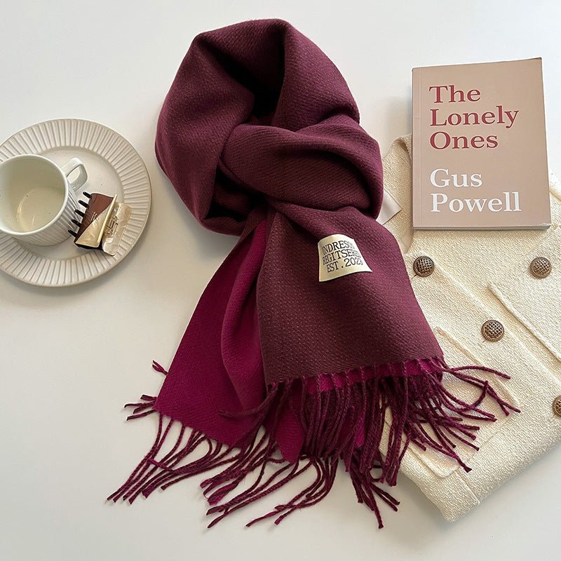 Exclusive Double-sided Artificial Cashmere Scarf — Khaki Beige — Size 68X200cm — Alternate View 9