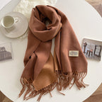 Exclusive Double-sided Artificial Cashmere Scarf — Khaki Beige — Size 68X200cm — Alternate View 14