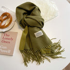 Exclusive Double-sided Artificial Cashmere Scarf — Khaki Beige — Size 68X200cm — Alternate View 34