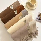 Exclusive Double-sided Artificial Cashmere Scarf — Khaki Beige — Size 68X200cm — Alternate View 41