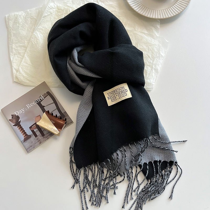 Exclusive Double-sided Artificial Cashmere Scarf — Khaki Beige — Size 68X200cm — Alternate View 12