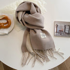 Exclusive Double-sided Artificial Cashmere Scarf — Khaki Beige — Size 68X200cm — Alternate View 23
