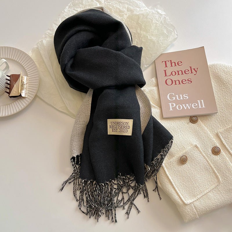 Exclusive Double-sided Artificial Cashmere Scarf — Khaki Beige — Size 68X200cm — Alternate View 10