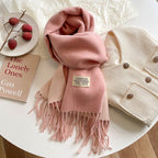 Exclusive Double-sided Artificial Cashmere Scarf — Khaki Beige — Size 68X200cm — Alternate View 28