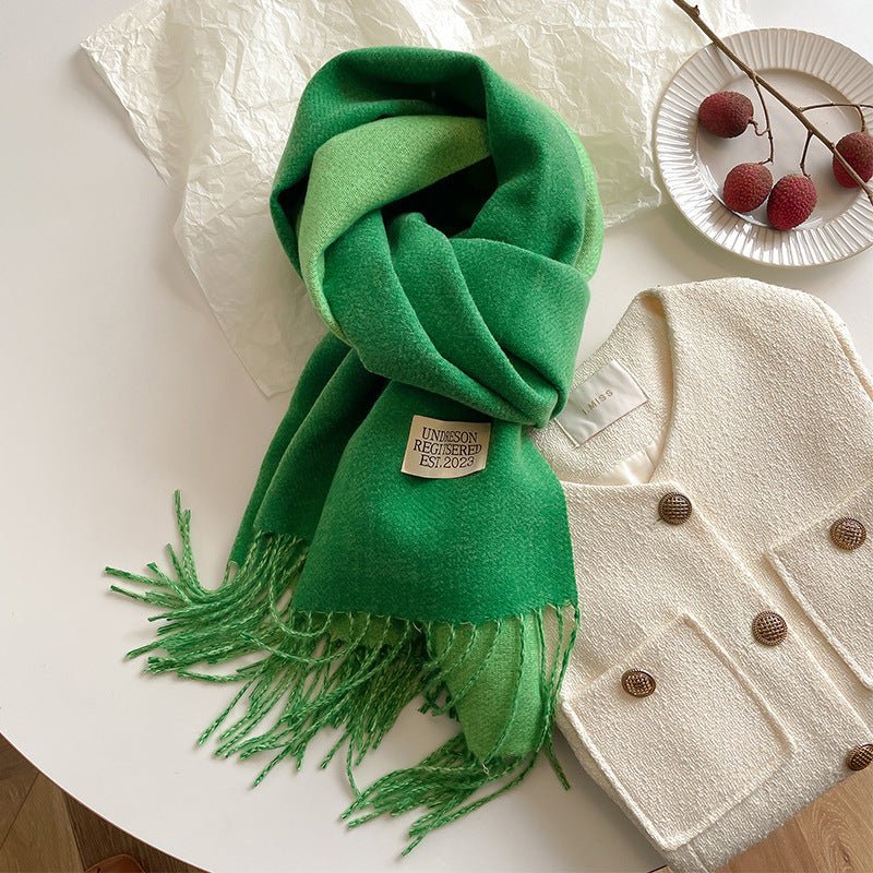 Exclusive Double-sided Artificial Cashmere Scarf — Khaki Beige — Size 68X200cm — Alternate View 29