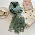 Exclusive Double-sided Artificial Cashmere Scarf — Khaki Beige — Size 68X200cm — Alternate View 35