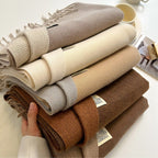 Exclusive Double-sided Artificial Cashmere Scarf — Khaki Beige — Size 68X200cm — Side View