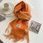 Exclusive Double-sided Artificial Cashmere Scarf — Khaki Beige — Size 68X200cm — Alternate View 16